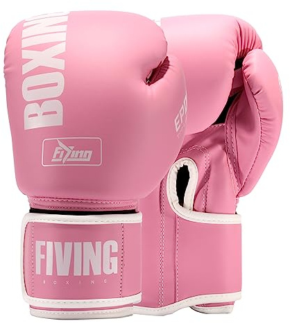 FIVING Pro Style Boxhandschuhe für Damen, PU-Leder, Training, Muay Thai, Sparring, Kampfsport, Boxsack-Handschuhe, Workout für Damen (Rosa, 12oz)