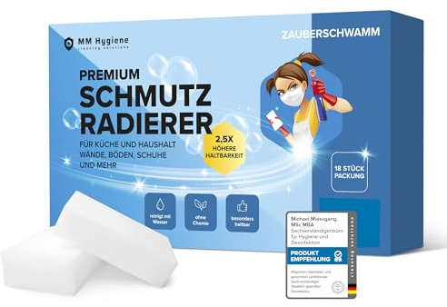 Schmutzradierer Wand 18 Stück XXL – Extra Dichte Melamin-Struktur | Radierschwamm Zauberschwamm für Weiße Wände, Poolfolie & Sneaker | Wunderschwamm Magic Sponge ohne Chemie