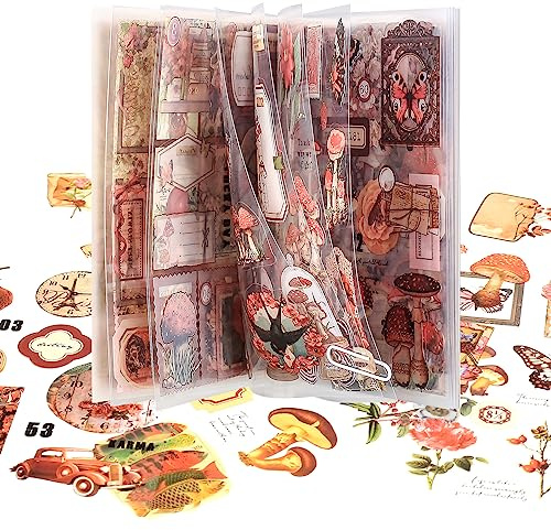 Vintage Scrapbooking Aufkleber Set, Scrapbooking Sticker, Dekorative Journal Fotoalbum Aufkleber Stickers Zubehör Selbstklebend für DIY Notizbuch Fotobuch Tagebuch Journaling