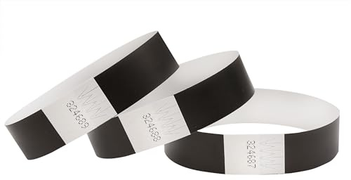 CINTAPUNTO Einlassbändchen Papier Black, Eintrittsbänder 1000 Stück | Einlassbänder - Festival Armbänder - Party Bändchen Einlass Eintritt - eintrittsbändchen - Bänder Club - Wristband