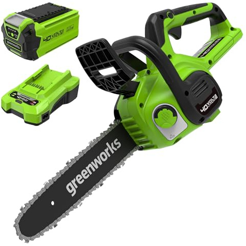Greenworks Akku Kettensäge mit Akku und Ladegerät, 12 Zoll (30 cm) Blattlänge, 4,2 m/s Kettengeschwindigkeit, 2,6 kg, automatische Kettenschmierung, 40V 2Ah Akku, 3 Jahre Garantie-G40CS30IIK2