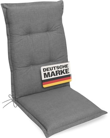 Gardissimo Premium Hochlehner Gartenstuhlauflagen 120 x 50 x 8 cm Grau Auflage Polsterauflage UV-Lichtecht Stuhlauflage Sitzauflage mit Schaum-/Vliesfüllung