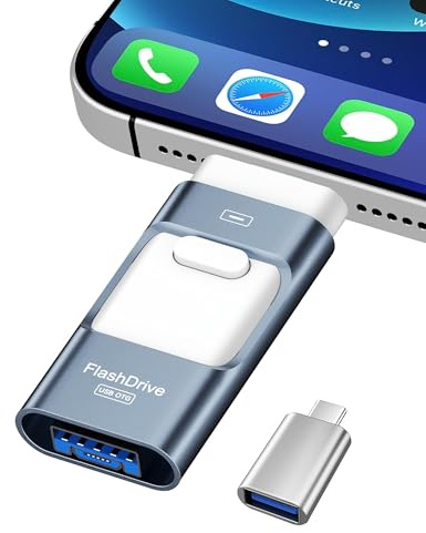 ZARMST 256GB USB Stick für Phone, 4-in-1 Speicherstick für Phone/Pad/Android Smartphone/PC, USB 3.0 Stick zur Schnellen Datenübertragung, Externer Vielseitiger Fotostick Flashlaufwerk, Blau