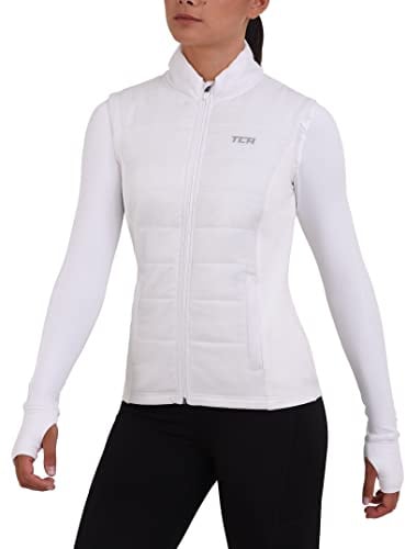 TCA Damen Excel Runner Leichte Laufweste mit Reißverschlusstaschen - Weiss, L