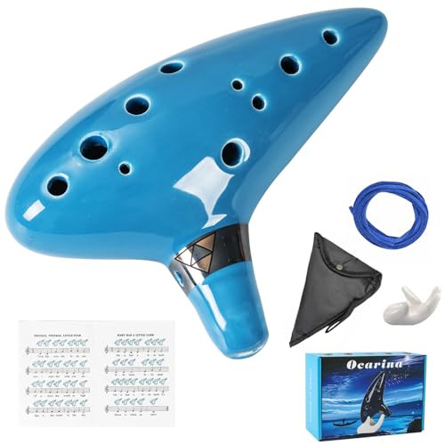 Mulucky Ocarina Alt-C-Ständer mit Songbuch, 12 Töne, hellblau