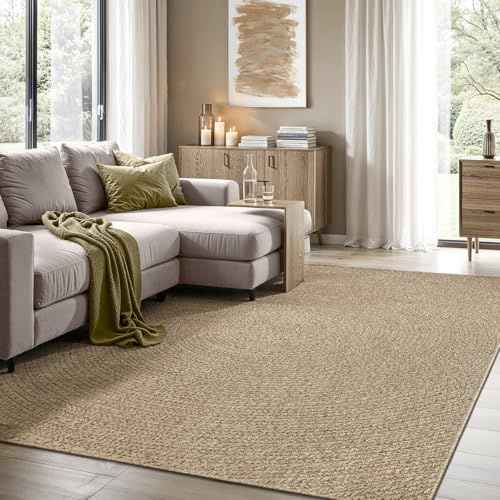 the carpet Kansas Outdoor Teppich – Wetterfester Indoor & Outdoor Teppich im Jute-Look für Balkon, Terrasse, Garten, Wohnzimmer & Esszimmer, pflegeleicht und UV-beständig, ca. 120 x 170 cm