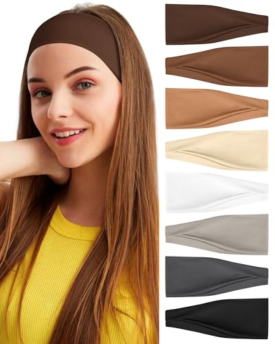 BELEVO 8 Stück Haarband Damen, Elastische Stirnband Damen Dünn rutschfest Haarbänder Sport Stirnbänder Weiches Headband Hair Band für Yoga Exercise Workout Laufen Gym