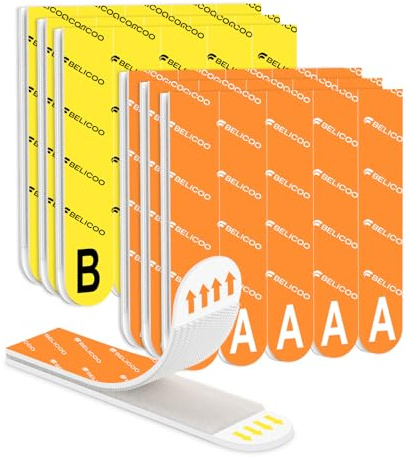 BELICOO Klebestreifen Extra Stark 30 Paar (60 Streifen,Größe XL), Poster Strips Bilder Aufhängen Ohne Bohren, A+B Klettband Selbstklebend, Geeignet für Fotorahmen & Dekorationen