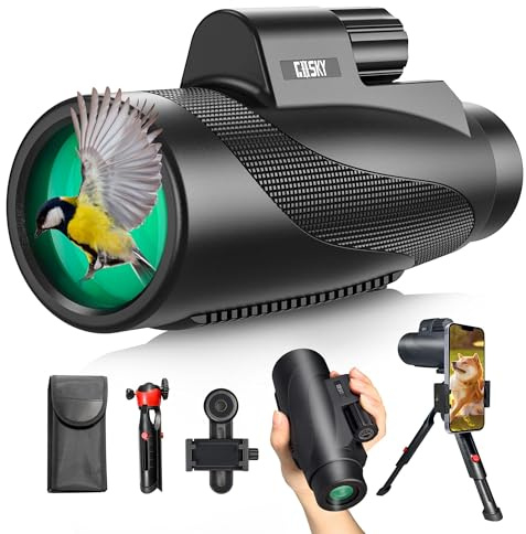 Gosky 15x52 HD Monokular für Erwachsene - High Powered mit Stativ, BAK4 Prisma & FMC-Objektiv, Bluetooth Kamera Fernbedienung - Kompakt für Jagd, Vogelbeobachtung, Wandern