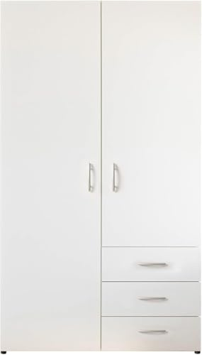 HARRY Kleiderschrank Weiß - Vielseitiger Drehtürenschrank 2-türig für Ihr Schlafzimmer - 101 x 176 x 51 cm (B/H/T)