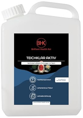 BHK Teichklar Aktiv für klares Teichwasser und schnelle Wirkung gegen Trübung - Teichklar bindet Schwebstoffe für Gartenteich und Koiteich – 500 mL