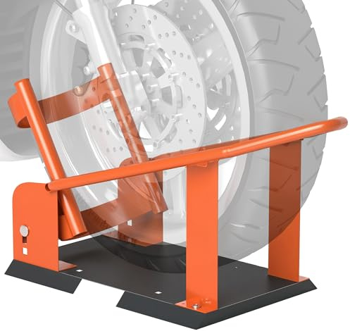 HOMCOM Motorradständer für 15-21, 381-533,4 mm Vorderrad, einstellbare Motorradwippe 816,5 kg Tragkraft Transportständer aus Stahl, Montageständer Orange