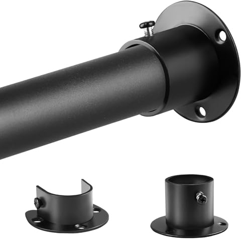 Kleiderstange Schrank Ausziehbar 74-100cm, Garderobenstange Wandmontage | Teleskop-Kleiderstange 32mm Schwarz, Wand Kleiderstange verstellbar, robuste Schrankstange für Kleiderschrank & Garderobe