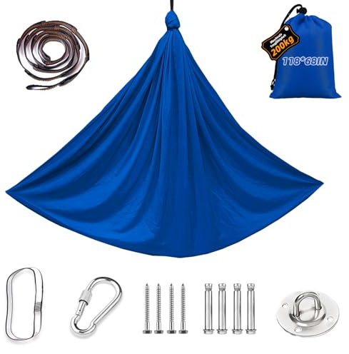 Yoga Set, Yoga Zubehör,Hängematte 280 x 150 cm, 200 kg Belastung,inkl. Kompletter Installationshardware,klein(Königsblau)
