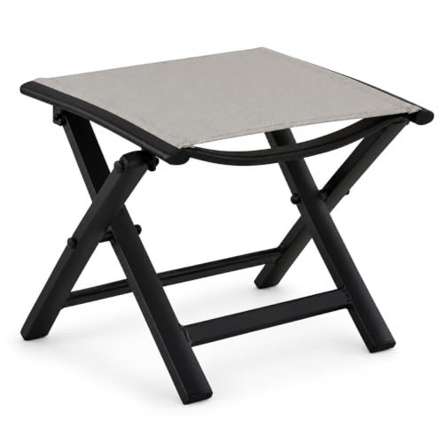 Grand patio Gartenhocker, Klapphocker aus Aluminium und Textilene, Wetterfest und leicht Trocknend, Sitzhocker Klappsessel für Balkon Terrasse (Beige)