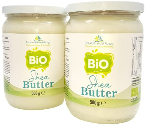 Bio Sheabutter 1 kg (2×500 g im Glas) – 100% rein, neutral & geruchlos, beste Lebensmittelqualität Karitébutter, vegan