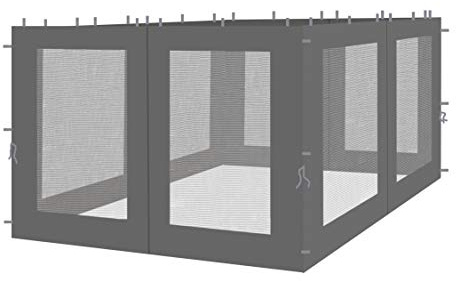4 Seitenteile mit Moskitonetz für Rank Pavillon 3x4m Seitenwand Anthrazit RAL 7012