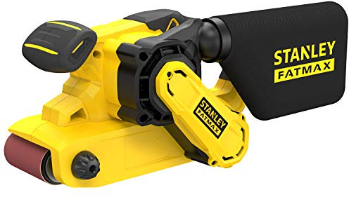 STANLEY FATMAX Bandschleifer (1.010 Watt, 75 x 533 mm Schleifband, Drehzahlvorwahl, werkzeugloser Schleifbandwechsel, integrierte Staubabsaugung, inkl. Schleifband und Koffer) FMEW204K-QS