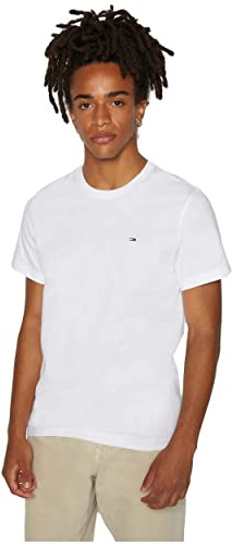 Tommy Jeans Herren Tjm Xslim Jersey Tee Dm0dm04411 Langarmhemd, Weiß (Classic White), L EU