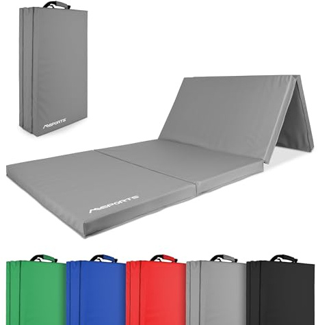 MSPORTS Turnmatte Premium klappbare Weichbodenmatte 190 x 80 x 5 cm Gymnastikmatte Sportmatte für zuhause Kinder Erwachsene (Grau, 190 x 80 x 5 cm)