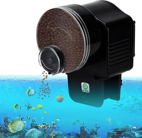 Podazz Futterautomat Aquarium AF-2003D, Automatischer Fischfutterspender 12H/24H Schalter, Keine Programmierung nötig, für Pellets & Flocken, Batteriebetrieben(AF-2003D)