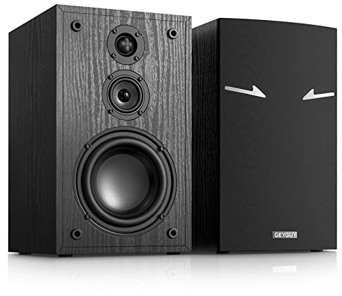 GEYGUY 3-Wege Passive Regallautsprecher Paar, HiFi Stereo Lautsprecher 160W RMS, Kompaktlautsprecher mit Holzgehäuse & Bassreflex, Passiv Boxen für Heimkino, Musik & TV (G521-1)