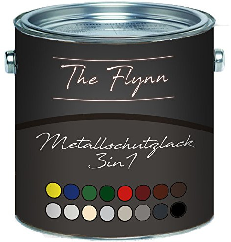 The Flynn Metallschutzfarbe 3 in 1 hochwertiger 3-in-1 Metallschutzlack Lack für Metall Eisen Aluminium Zink Stahl Rostschutz Grundierung Deckanstrich (1 L, Anthrazitgrau (RAL 7016))