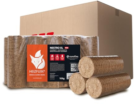 Holzbriketts Nestro XL Red - Hartholzbriketts 20 kg (2x10 kg) - Premium Briketts für Kamin, Heizkessel & Ofen - Hoher Heizwert, geringer Aschegehalt & maximale Energieausbeute