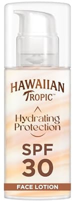 Hawaiian Tropic | Hydrating Protection Face Sunscreen Sonnenschutz für das Gesicht LSF 30 UVA + UVB Schutz, 50 ml, 12-Stunden-Feuchtigkeitspflege, Make-up-kompatibel, wasserfest, vegan