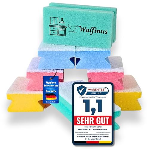Hygiene 8er Set Spülschwamm Putzschwamm Farbsystem Piktogramm | Kratzfreie Reinigungsschwämme 15x7x4 cm Farbsystem mit Piktogrammen reduziert Keimverschleppung in Küche, Bad und WC