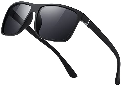 suoso Polarisiert Sonnenbrille Herren Damen Unisex Schwarz Retro Ultraleicht Rahmen UV400 Shutz Sonnenbrillen Polarisierte Klassische Brille für Fahren Geschäftsreise Reise Schwarz