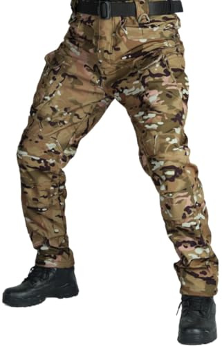 WINKEEY Herren Wanderhose Softshellhose Wasserdicht Outdoorhose Trekkinghose Cargohose Frühlings- und Herbsthosen mit Mehreren Taschen Für Männer