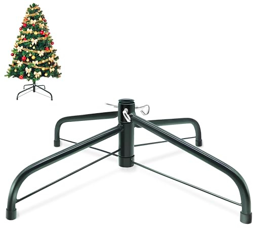Christbaumständer 40/50/60 cm - Baumständer für Künstliche Weihnachtsbaum Kreuz Basis 150-240 cm - Klappbarer Weihnachtsbaumständer mit 2.2-3.2 cm Bohrung - Grüner Tannenbaumständer