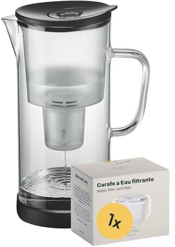 SILBERTHAL Wasserfilter Glas Karaffe 2,7 Liter - Kompatibel mit Maxtra+ - Reduziert Kalk und Chlor im Trinkwasser