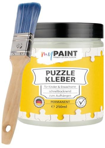myPAINT® Puzzlekleber (250ml XL Puzzle Glue) - hochtransparenter Puzzle Conserver für Kinder und Erwachsene - Puzzlekleber Set - Made in Germany