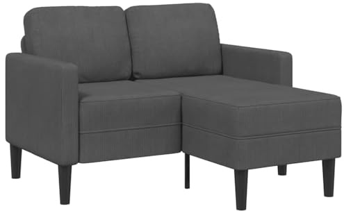 vidaXL 2-Sitzer-Sofa mit Chaiselongue L-förmig Dunkelgrau 125 cm Leinen