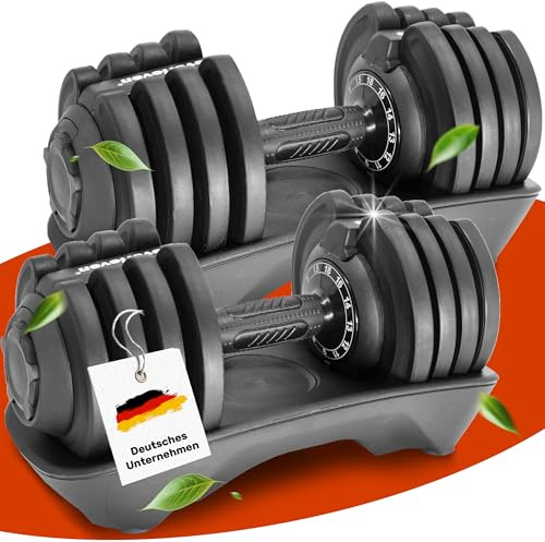 Verstellbare Kurzhantel Set 2x18kg | 12kg |18kg | 24kg | 40kg | 12 Gewichtseinstellungen | Hantelset 2x18kg | Verstellbare Kurzhantel | einstellbar und platzsparend [FIX LOCK] Hantel