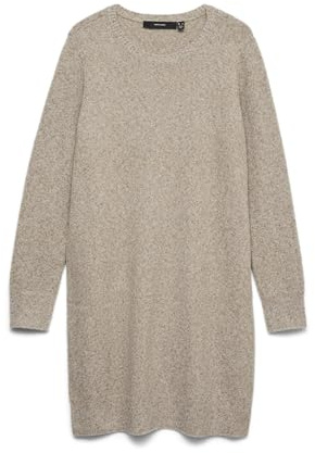 VERO MODA Mini Strickkleid Meliert Langarm Rundhals Regular Fit Kleid Kurz Basic Oberschenkellang VMDOFFY