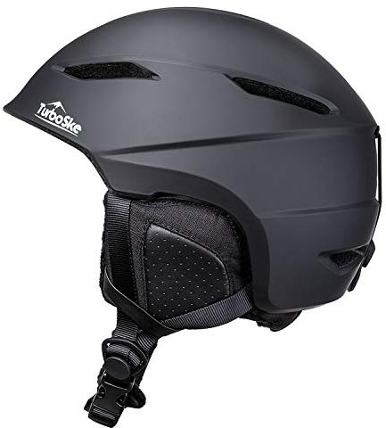 TurboSke Skihelm, Snowboardhelm Schnee Sporthelm, Audio Kompatibler Helm für Herren Damen Jugend (S, Schwarz)