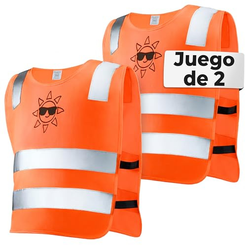 Prowiste 2er Warnweste Kinder Set - 𝗦𝘁𝗮𝗿𝗸 𝗦𝗶𝗰𝗵𝘁𝗯𝗮𝗿 Orange - Universal Größe Für Kids von 2-12 Jahren - Geprüft EN 17353:2020 Zertifizierung