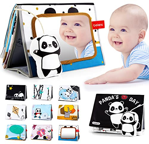 beiens Baby Spielzeug Ab 3 Monate, Baby Spiegel Für Tummy time Toys | Kontrastbuch Baby, Bauchlage Spielzeug Baby Für 0-6 Monate, Unterstützt Visuelles Tracking, Geschenk Zur Geburt junge Mädchen