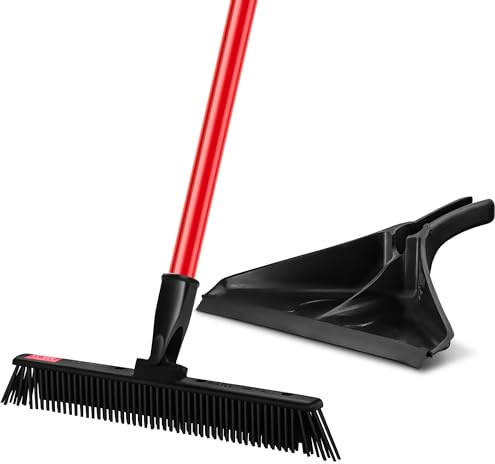 Tyroler Bright Tools Japanischer Besen & Kehrschaufel | 30 cm Kopf | 140 cm Rostfreier Stiel | Gelenk | Staubfangsystem | Perfekt für Haare