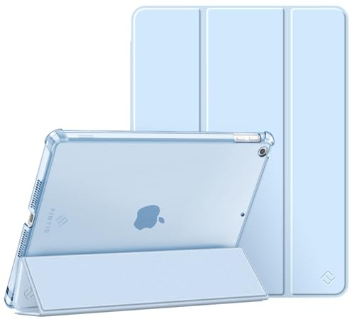 Fintie Hülle für iPad 9./8./7. Generation 10.2 Zoll (Modell 2021/2020/2019) | ultradünne leichte Schutzhülle mit Stifthalter, transparenter Rückseite Case Cover, Auto Schlaf/Wach Funktion, Hellblau