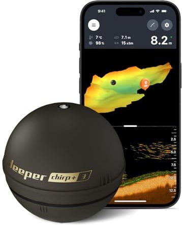 Deeper Chirp+ 3 Castable GPS Sonar - Tragbarer Fisch- und Tiefenfinder zum Bootsangeln, Eisangeln, Uferangeln – Persönliche 3D-Tiefenkarten mit benutzerfreundlicher kostenloser App