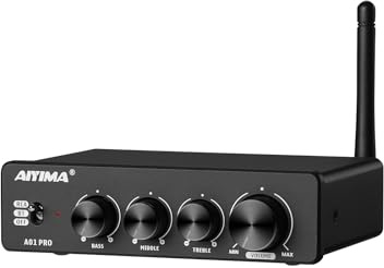 AIYIMA A01 PRO TPA3116 100W x2 Bluetooth 5.1 Hifi-Stereo-Desktop-Verstärker | 2.1-Kanal-Class-D-Verstärker,Höhen-/Mitten-/Bassregelung,QCC3034 aptX,3,5-mm-AUX-Ausgang für passive Heimkino-Lautsprecher