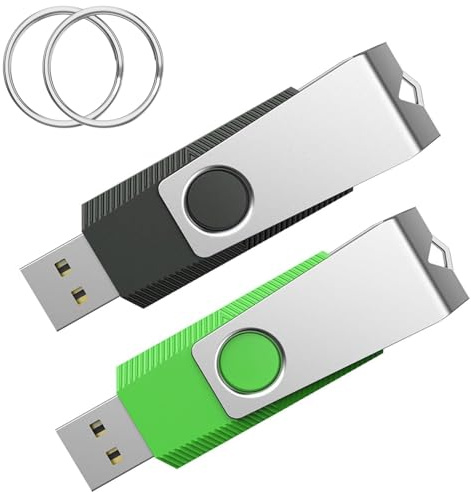 USB Stick 64 GB 2.0,Wooolken 2 Stück Speicherstick Schwarz Grün | Zuverlässiger Datenspeicher für PC, Laptop, Smart TV und Autoradio