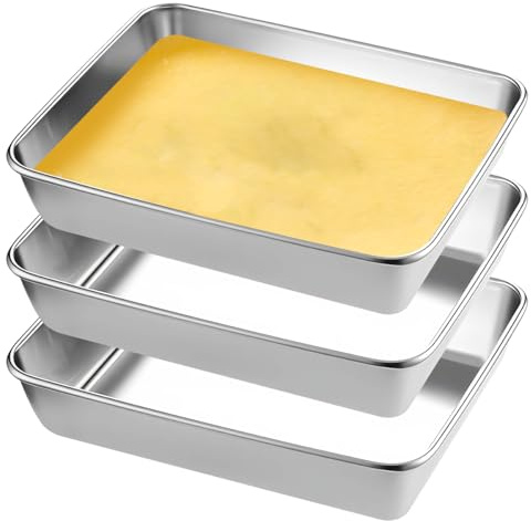 Panierschalen Set 3-teilig, Panierstraße 25.5x19.5x5cm Schale zum Panieren | Edelstahl Backblech, Schnitzel Fleisch Fisch, Rechteckige Metall Gastro Behälter für Schnitzel, Fleisch, Fisch