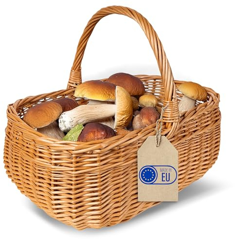 Creative Home Einkaufskorb Weidenkorb mit Henkel Picknickkorb 36x27x32 cm | (+/- 2 cm) | Handgeflochten | Naturbraun | Universell und Langlebig Groß Osterkörbchen Geflochten