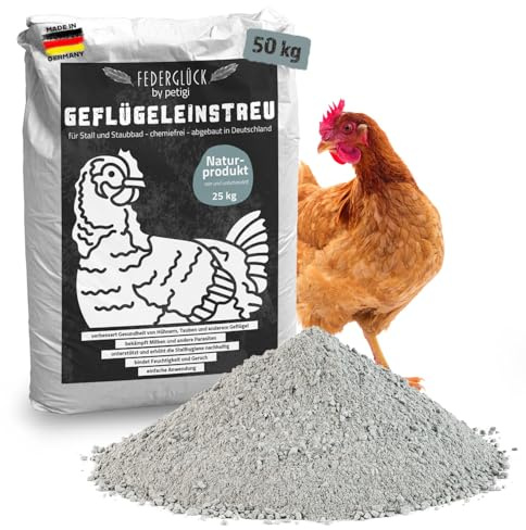 Federglück by Petigi 100% natürlicher Milbenschutz Sandbad Staubbad Hühner | 50 kg, Badesand, Tauben, Geflügel, gegen Milben, Trockenbad, Milbenmittel