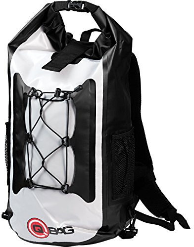 QBAG Motorrad Rucksack 05, Wasserdicht, Rollverschluss, Ergonomisch Gepolstert, 45 Liter, Hellgrau
